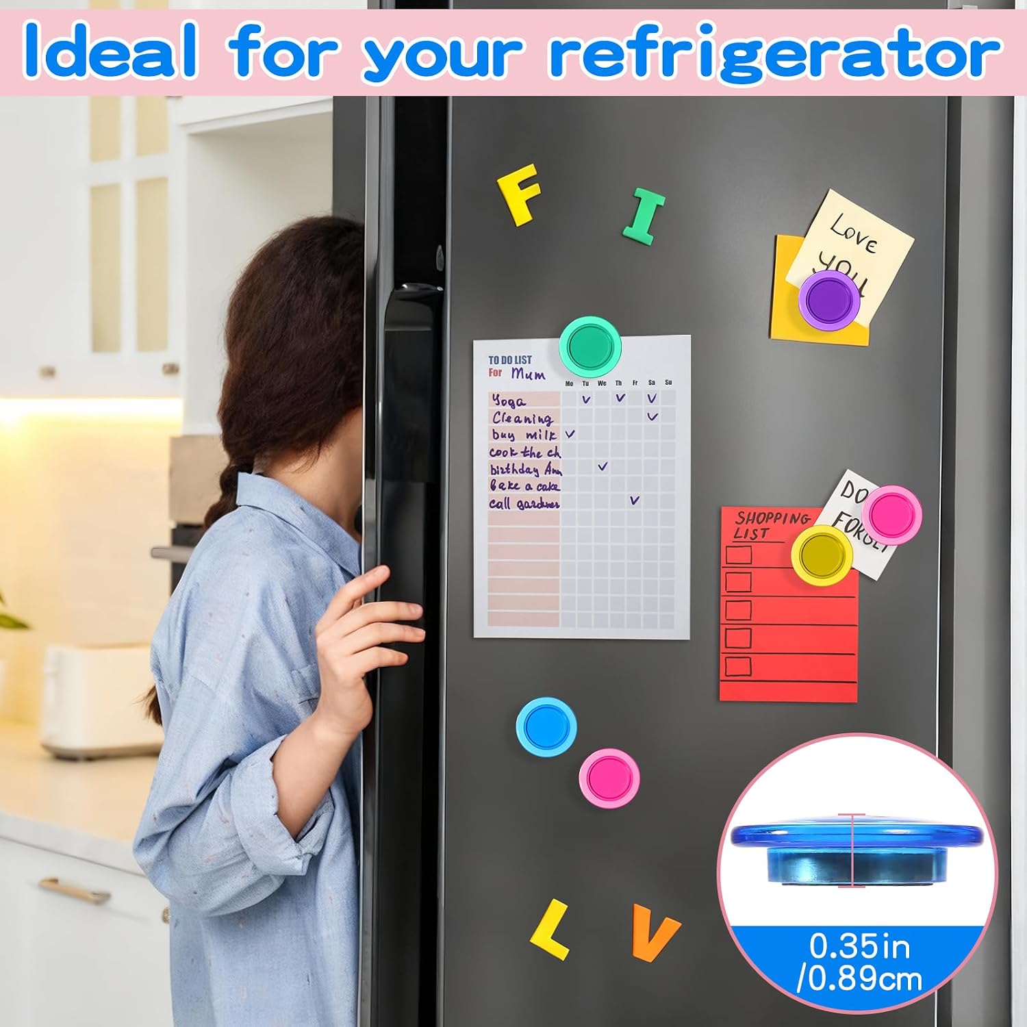 200 Pcs Magnets for Whiteboard & Refrigerator, 5 Colors Small Round Fridge Magnet Set for Dry Erase Board, Kitchen, Office, Classroom Organization (1.18 Inch)