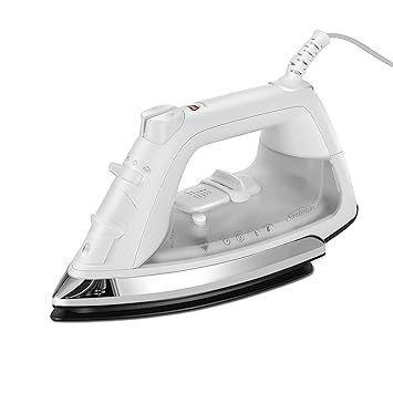 Sunbeam Classic 1200 Watt Mid-size Anti-Drip Non-Stick Soleplate Iron with Shot of Steam/Vertical Shot feature and 8' 360-degree Swivel Cord, White/Clear, GCSBCL-317-000 by Sunbeam