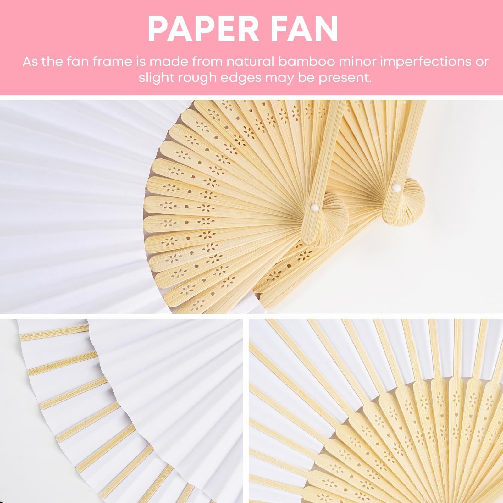40 Stück Fächer Hochzeit Handfächer Hochzeitsdeko Fächer Weiß Handfächer Papierfächer Hochzeit Deko Faltfächer Fecher Damen Hochzeit Gäste für Sommer Party, Fotografie, Wand Dekoration