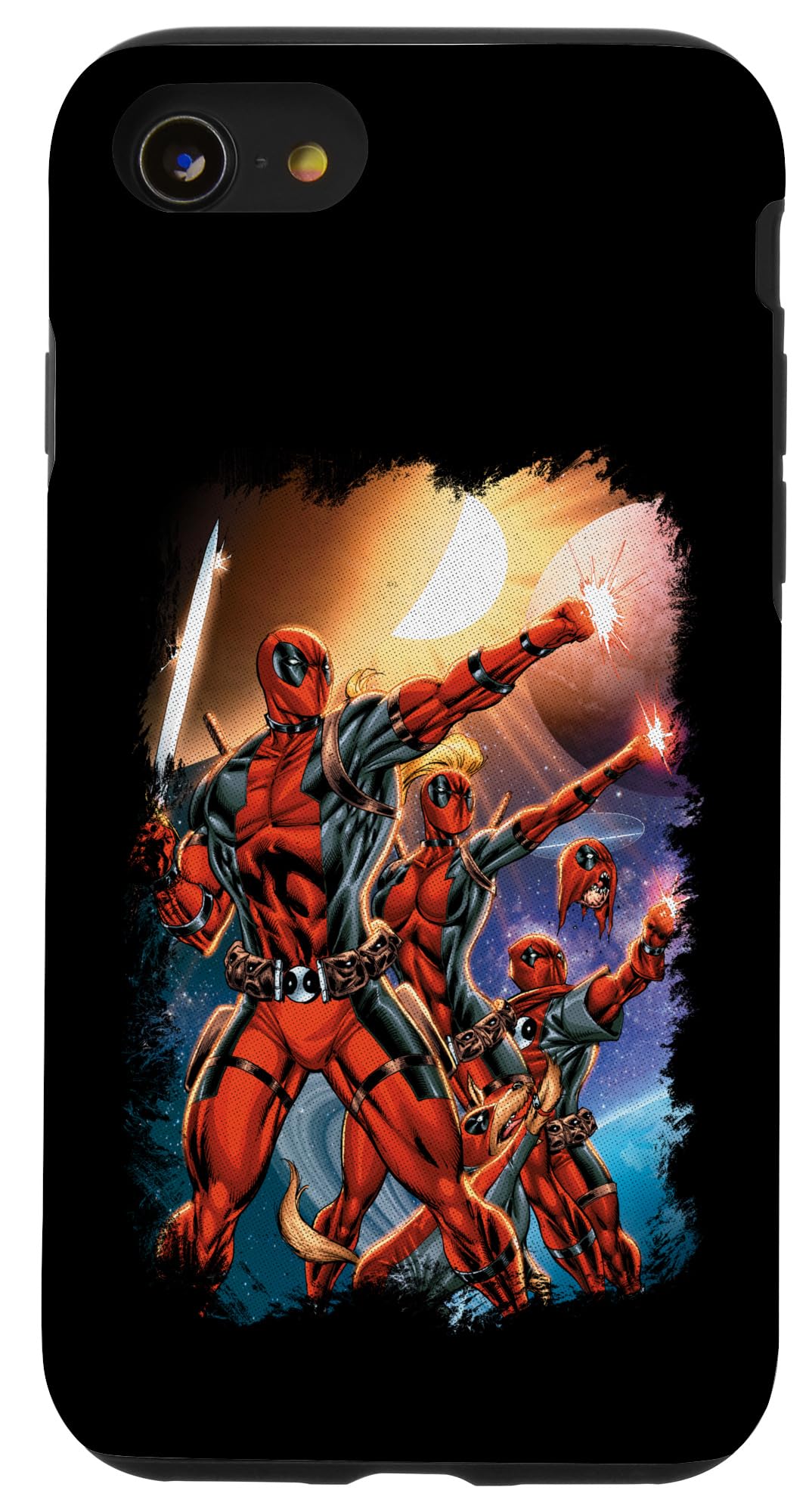 iPhone SE (2020) / 7 / 8 Marvel Deadpool Family Space Squad Distressed Comic Art Case