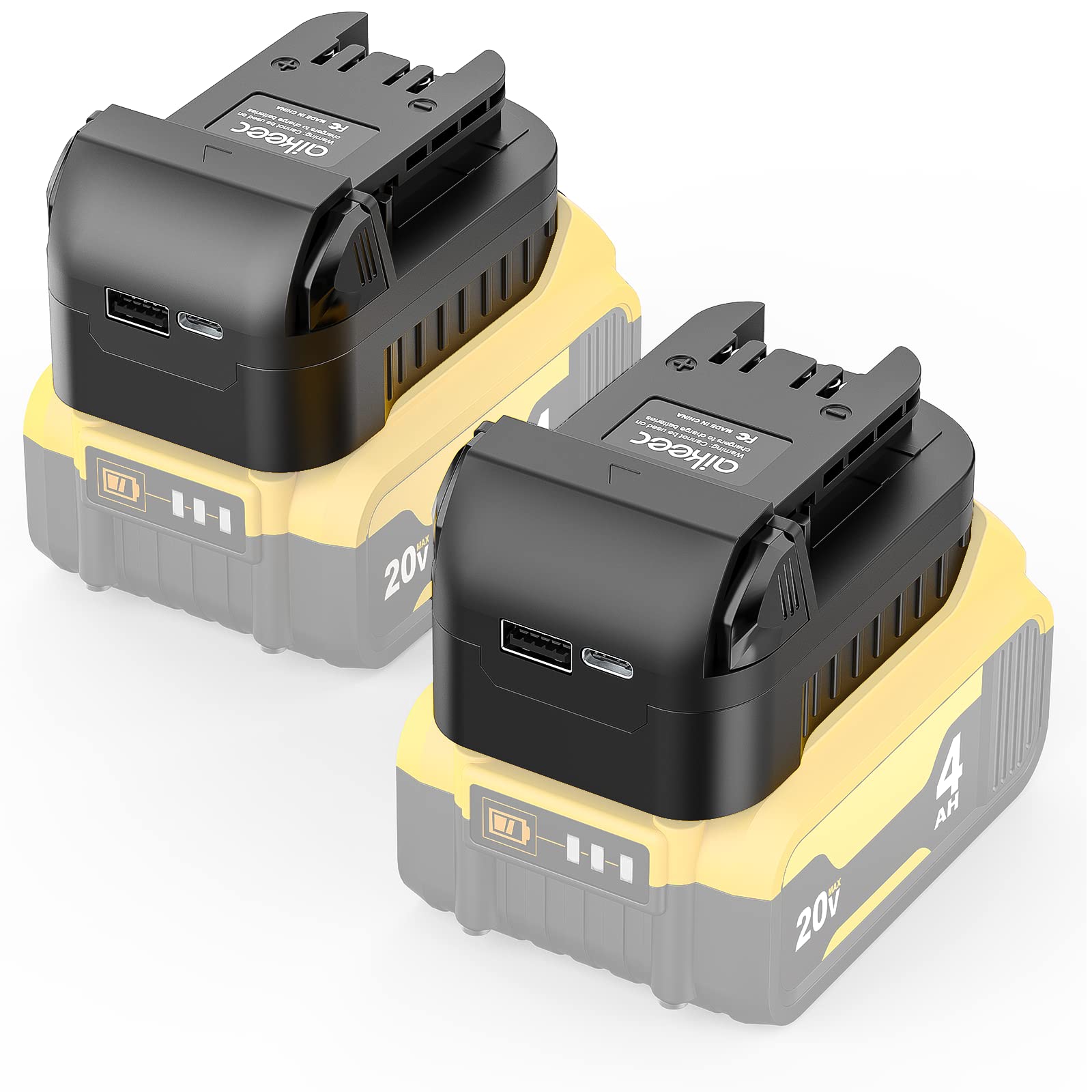 Battery Adapter Convertor for DeWalt to Compatible for Milwaukee Battery, Convert for DeWalt 18V/20V Max Battery for Milwaukee 18v Battery Cordless Power Tools USB Type CPorts Upgrade 2 Pack