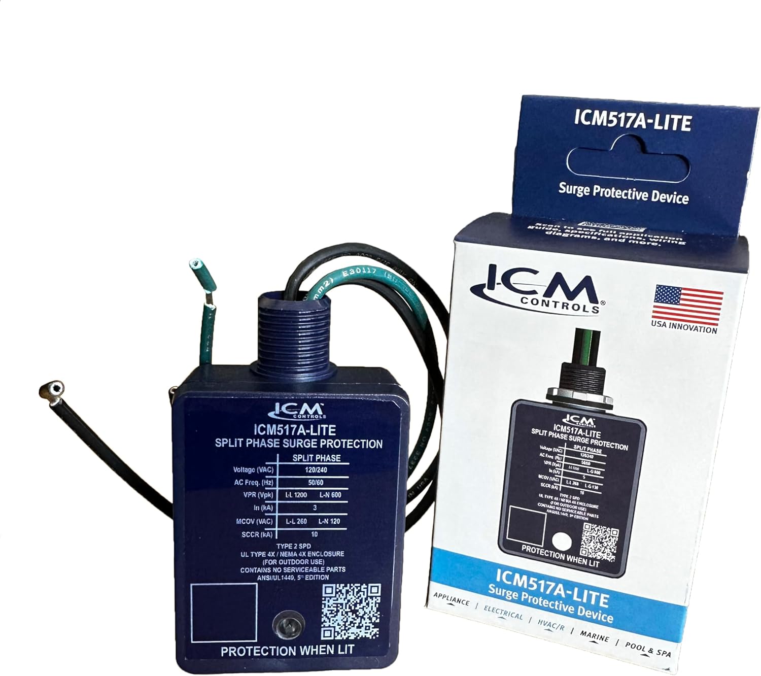 ICM Controls ICM517A-Lite 120/240V HVAC Surge Protective Device – TPMOV Technology, 60kA Surge Rating, 612 Joules, NEMA 4X Enclosure, UL Listed – Replacement of AG3000