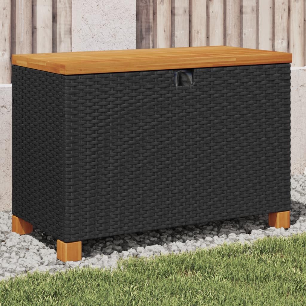 Canditree Rattan Outdoor Storage Box with Wood Llid, Garden Storage