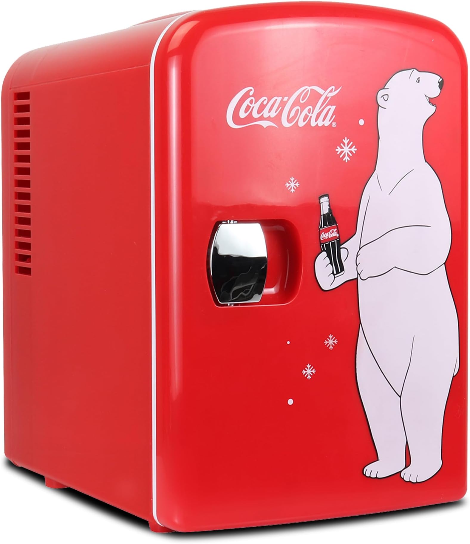 Coca Cola Polar Mini Fridge - Refrigerator for Bedroom Office, Portable Table Top Beverage Cooler, 12V 110V Refrigerador For Drinks, Soda, Wine, Use In Car, Dorm, Patio, 6 Can