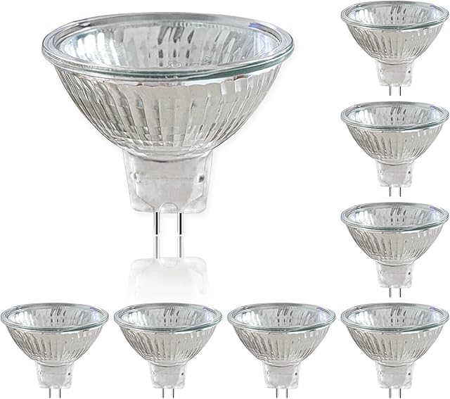 Caldarax 8 Pack MR16 Halogen Bulbs, 12V 50W GU5.3 Bi-Pin Base Spotlight Bulbs, Dimmable Warm White 2800K, 660LM, 36° Beam Angle, Reflector Lamp, for Track Lighting, Ceiling Light