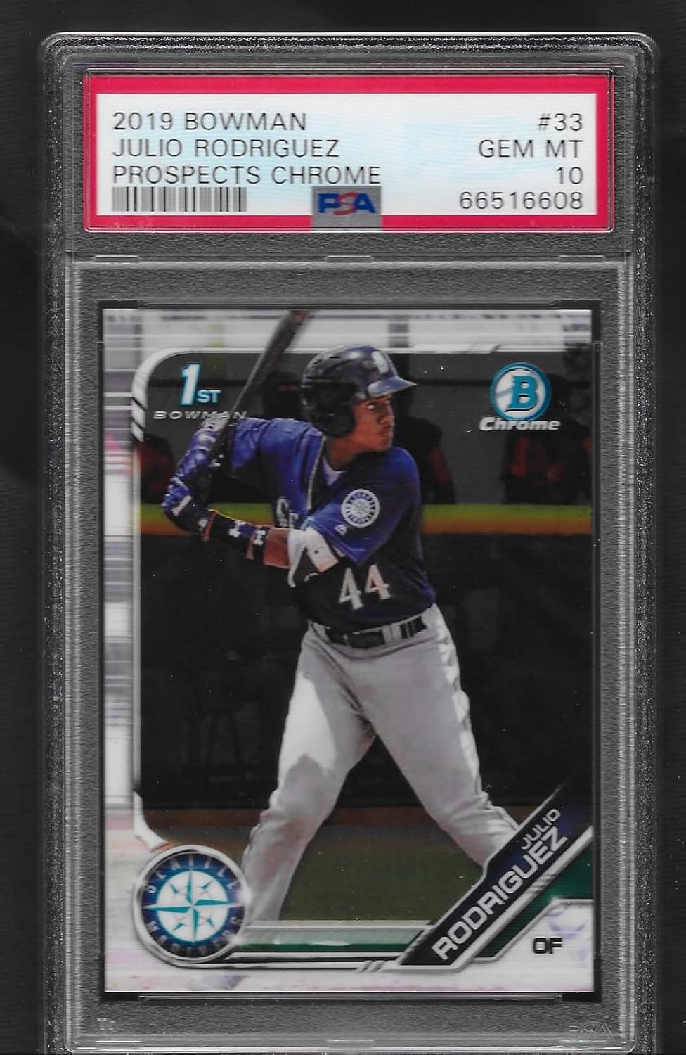 Graded Psa 10 Julio Rodriguez Baseball Rookie Card 2019 Bowman Chrome #33 Mariners Rookie Of The Year Superstar Player