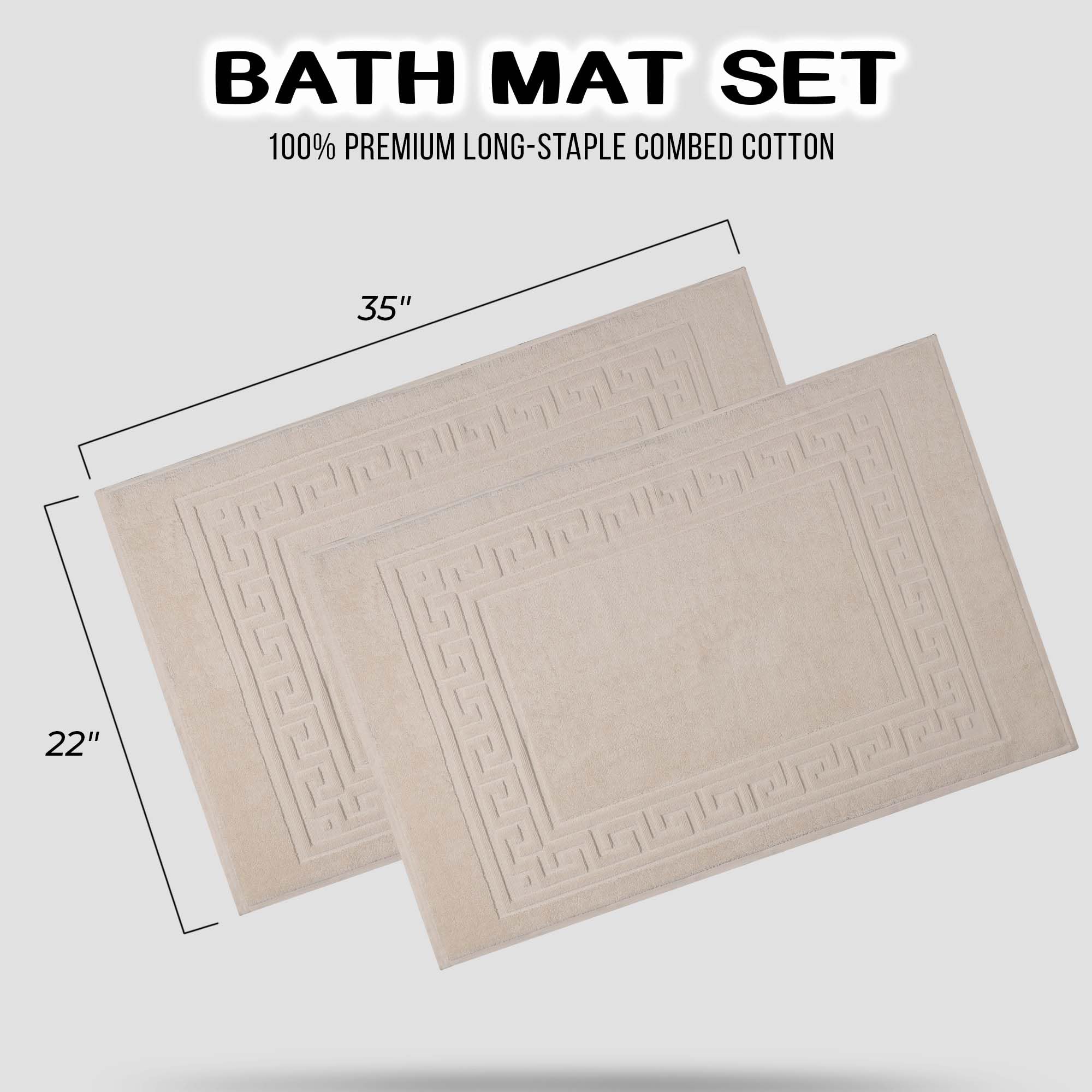 Superior Badematten-Set in Hotel- und Spa-Qualität, aus 100% hochwertiger gekämmter Baumwolle, langlebig und waschbar, 2er-Pack, elfenbeinfarben, je 55,9 x 88,9 cm