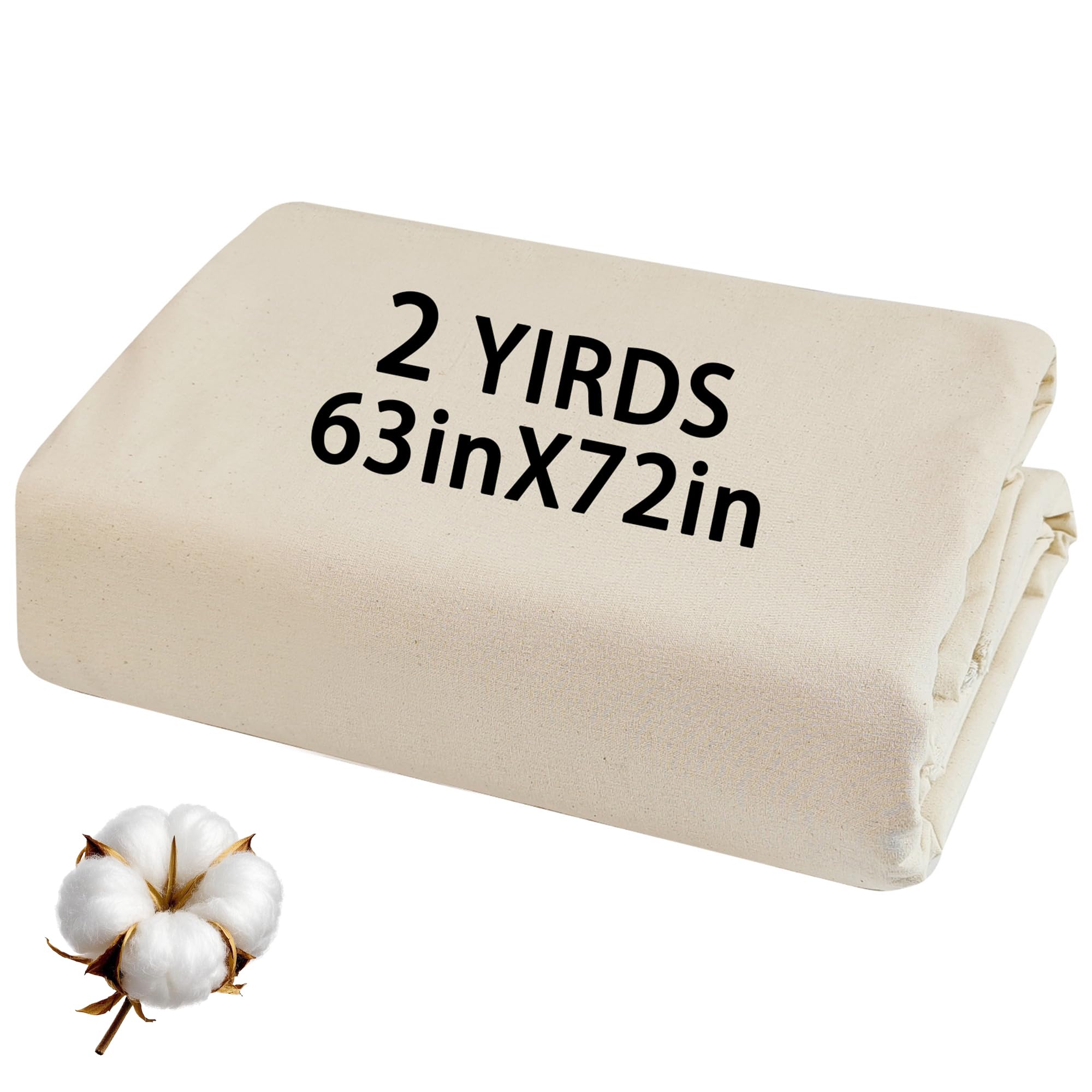 100% Cotton Muslin Fabric Natural Unbleached Linen Fabric by The Yard 63 inch x 2 Yards Unbleached Muslin Linen Fabric Material for Sewing Material Apparel Cloth (2 Yards)