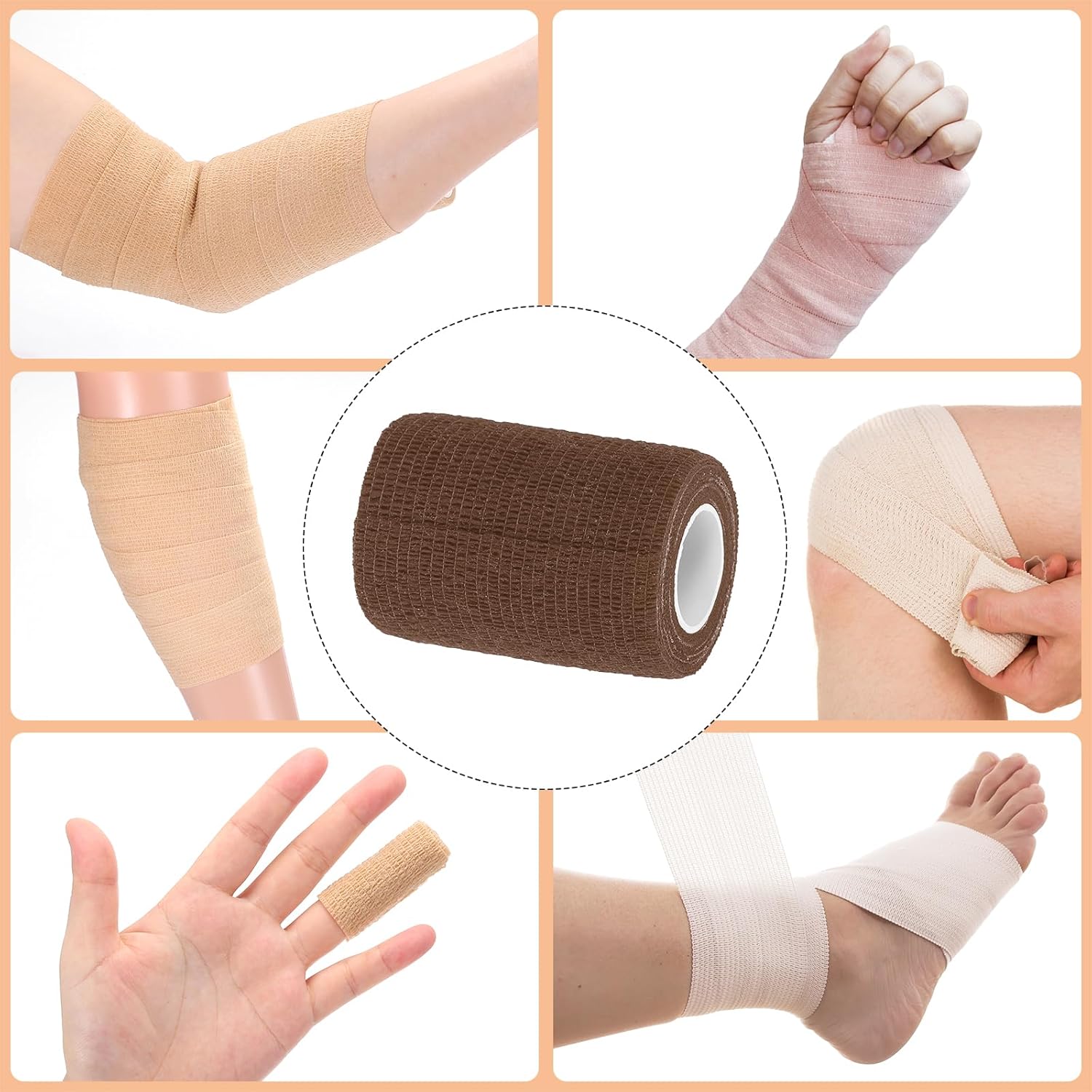 uxcell Adhesive Elastic Tape Elastic Bandage, Sports Elastic Wrap Flexible Stretch Athletic Wrist Tape