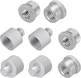 sourcing map 8Pcs Mic Stand Adapter 5/8 Female to 1/4 Male,5/8 Female to 3/8 Male and 1/4 Female to 5/8 Male,3/8 Female to 5/8 Male Screw Thread Adapter Silver