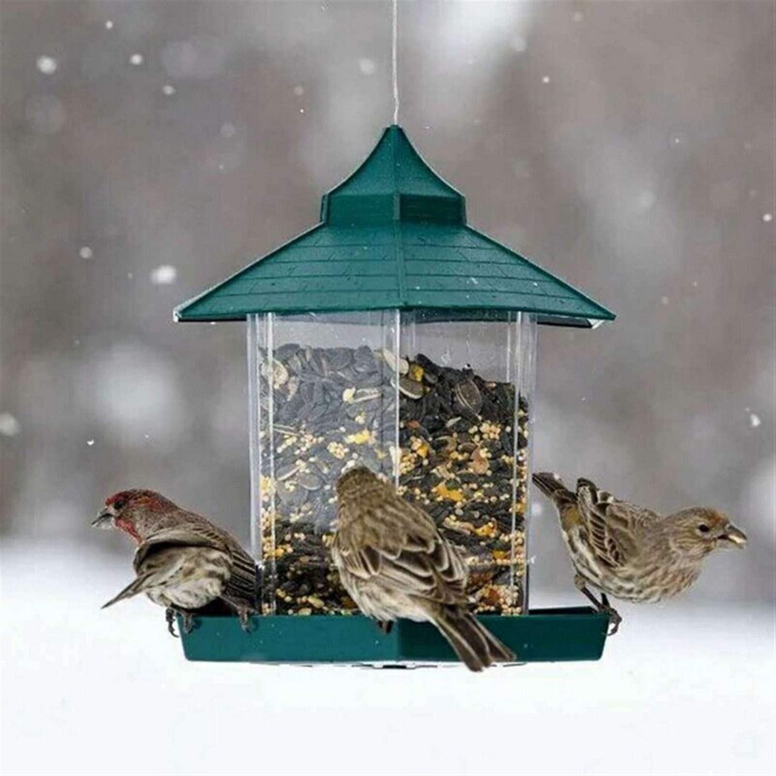 Karmnik dla ptaków Drewniane Nowy Hot Wild Bird Feerer Outdoor Bird Coverers Pojemnik na żywność Wiszące Gazebo Ptak Podajnik do dekoracji ogrodowej Karmniki dla dzikich ptaków