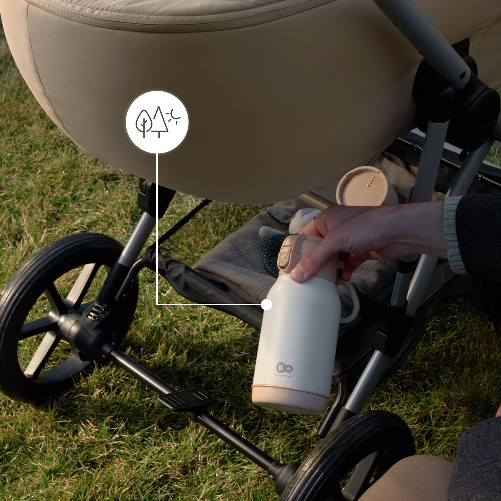 Kinderkraft GAJA scaldabiberon portatile e thermos 2 in 1 500 ml, 5 livelli di temperatura 37–55°C, batteria rimovibile, mantiene il calore fino a 20 h, ricarica USB-C, Verde