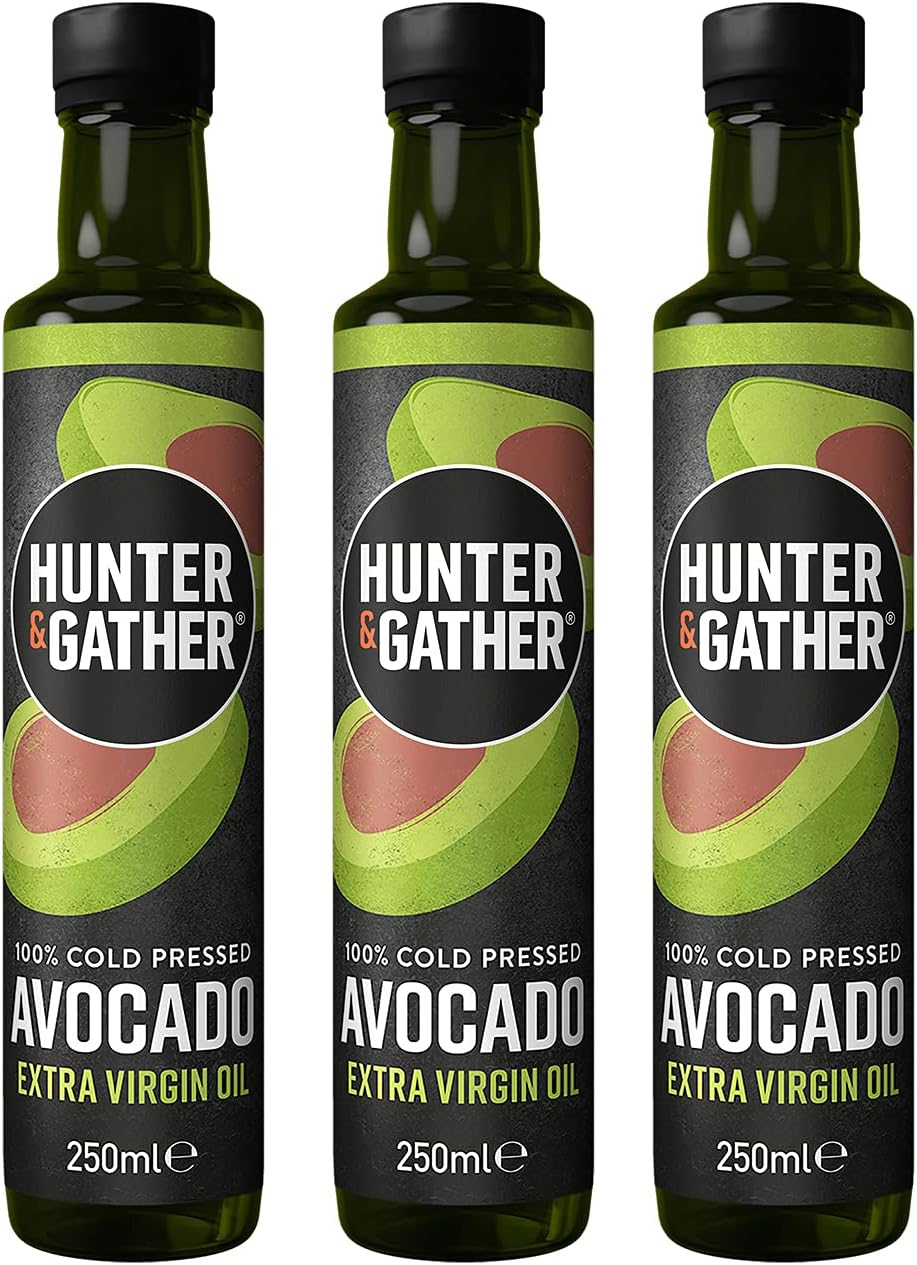 Hunter & Gather Extra Virgin Avocado Oil 750ml | 100% Natural Cold Pressed, Unrefined and Bottled in UK | Versatile for Cooking, Drizzling & Dipping I Seed-Oil Free