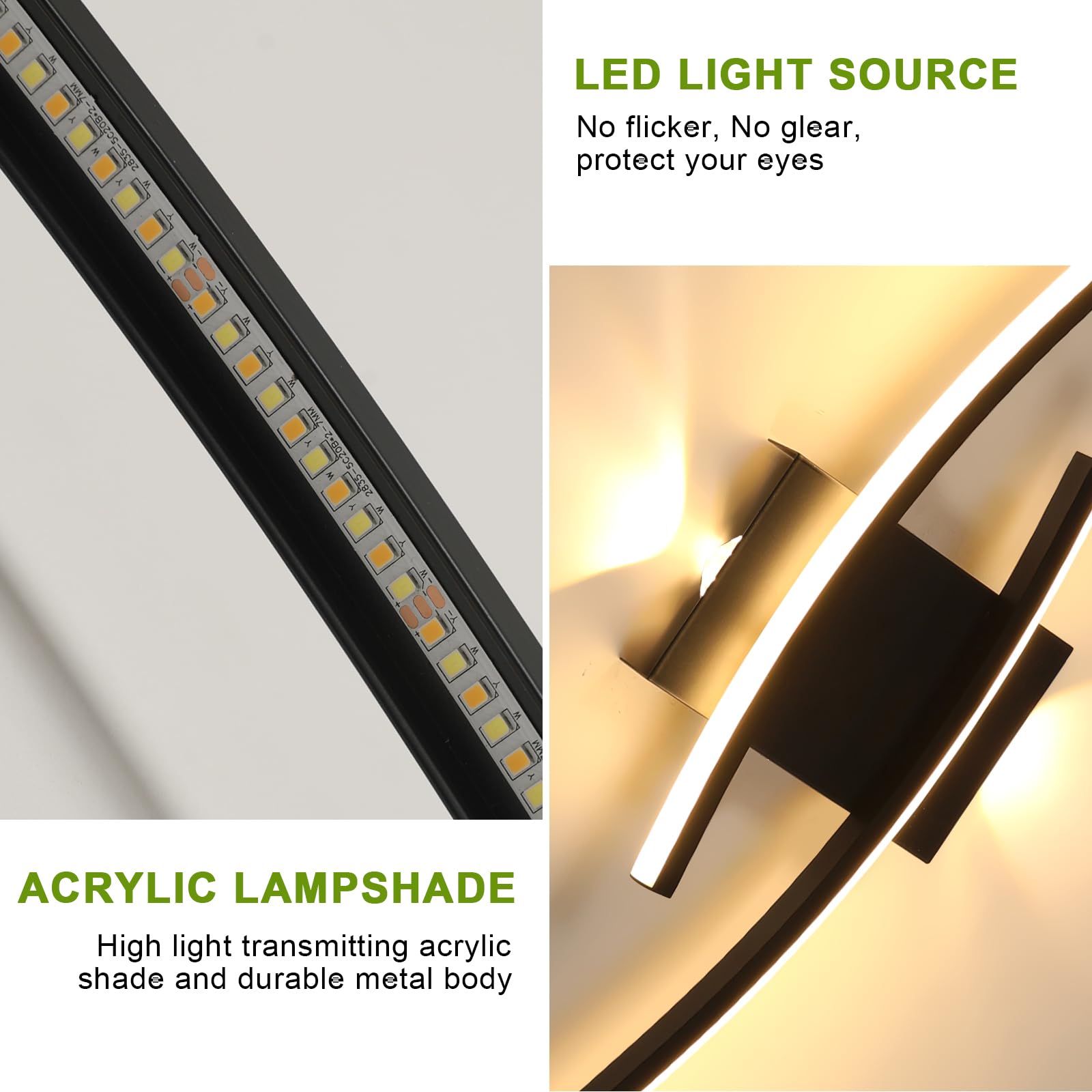 Goeco Applique da Parete Interno Dimmerabile 89CM 29W 3250LM Nero | 3000K-6500K Lampada da Parete LED con Telecomando Illuminazione Lunga con Funzione Memoria per Soggiorno Camera da Letto