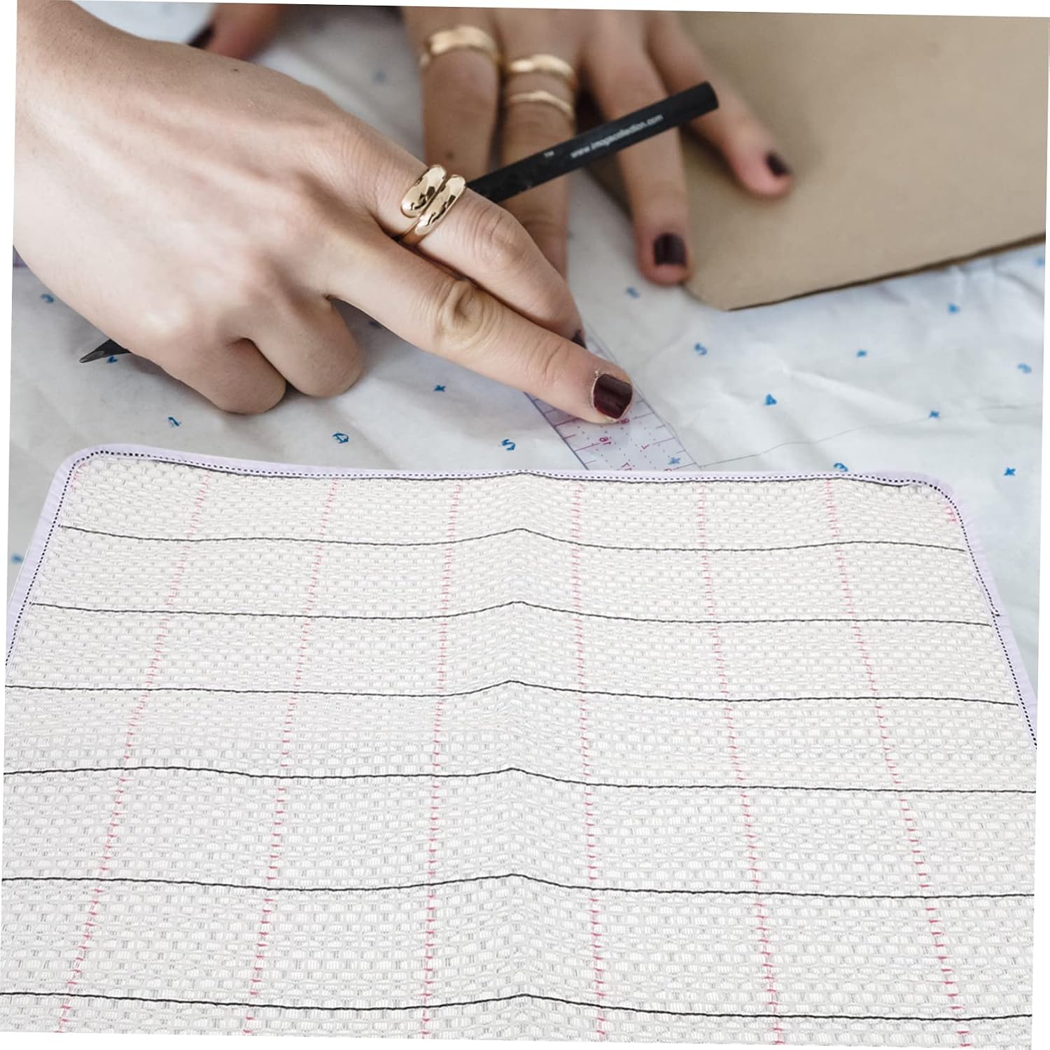 Hohopeti Cross Fabric for Handicrafts Embroidery Mesh Cloth Carpet Hooking Material for Rug Making and Home Decor