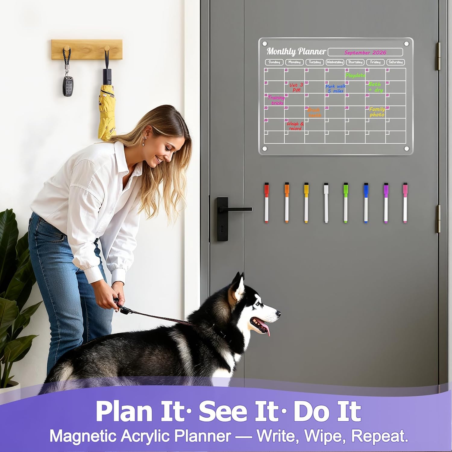 Magnetic Fridge Calendar 3 Pack 15.7x11.8 Acrylic Dry Erase Whiteboard for Refrigerator Monthly Weekly Memo Planner with 8 Color Markers for Chore Chart Events Shopping Lists Meal Planner thumbnail
