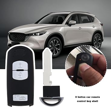 SG Store 3 Bottons Car Remote Key Shell Replacement Compatible with Mazda 3 CX-5 CX-3 6 Tourer MX-5 Car Key Fob Case Black 85x30x19mm