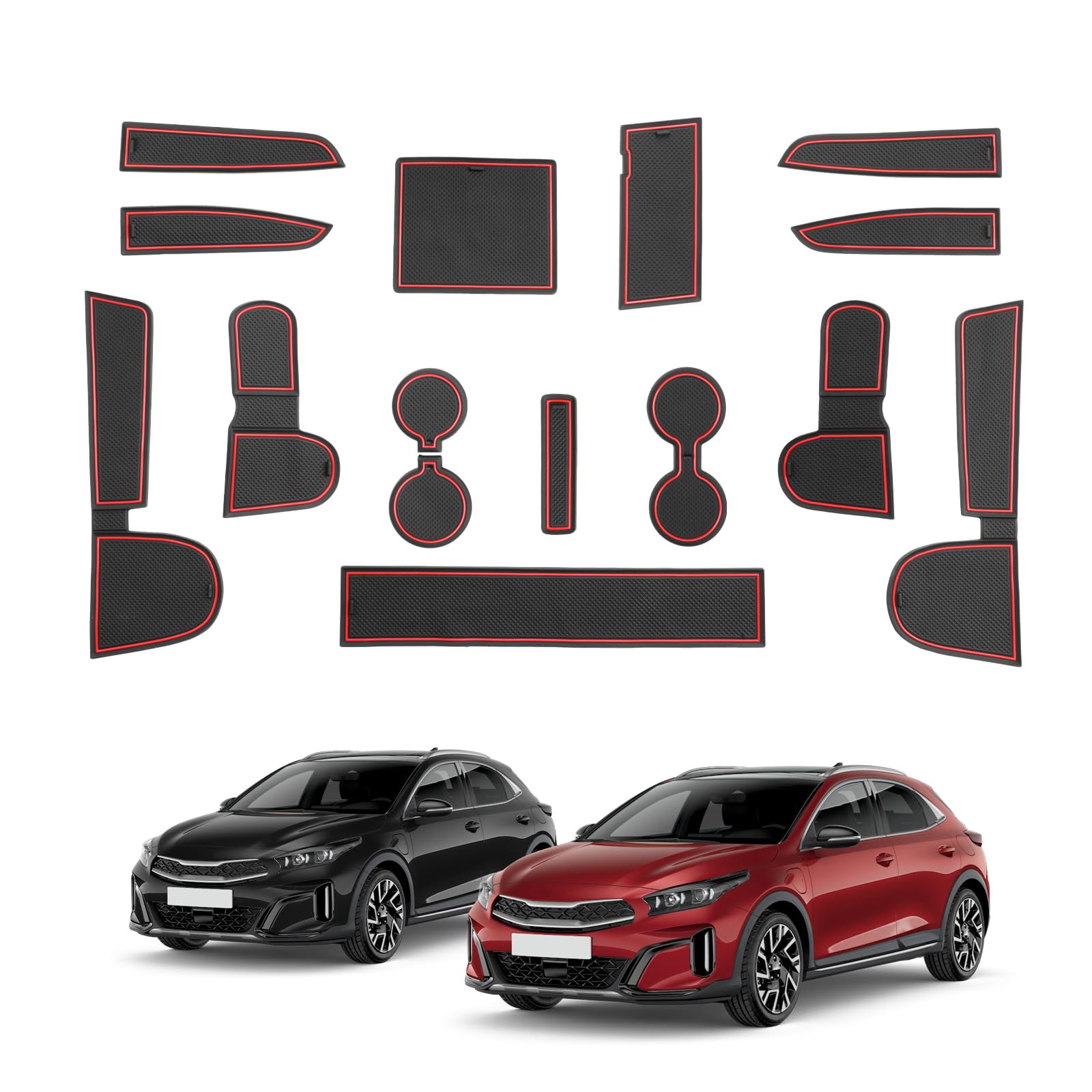 ECOZEN Anti-Rutsch-Matten Für Kia Ceed SW/Proceed/XCeed GT (2018–2025) – Türfächer, Getränkehalter, Mittelkonsole