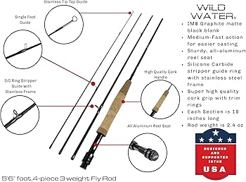 Amazon | Wild Water フライフィッシングフライロッド 3ウェイト 5