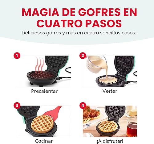 Miniatura 6 de DASH Mini Fabricante de Gofres - Molde de Waffle de 4”, Hierro para Gofres Antiadherente con Calentamiento Rápido, Superficie Antiadherente