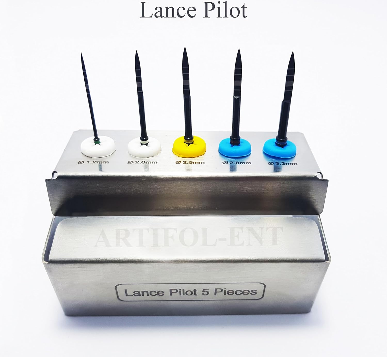 Generic Long Lance Pilot Drills Kit Implant Positioning Black Titanium Coated Drill Set of 5 Pcs, OS1033