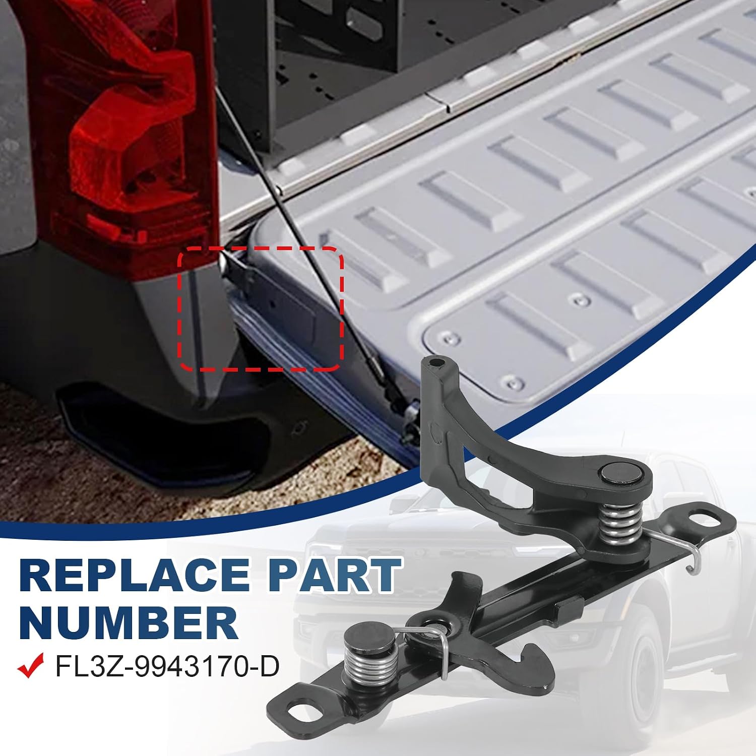 Tailgate Flex Step Latch Compatible with 2015-2018 Ford F150 Tailgate Latch Replace# FL3Z-9943170-D