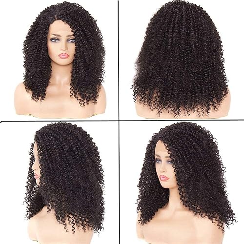 Miniatura 3 de Pelucas sintéticas afro rizadas hechas a máquina para mujeres negras, pelucas de fibra resistentes al calor, peluca de color marrón oscuro suizo