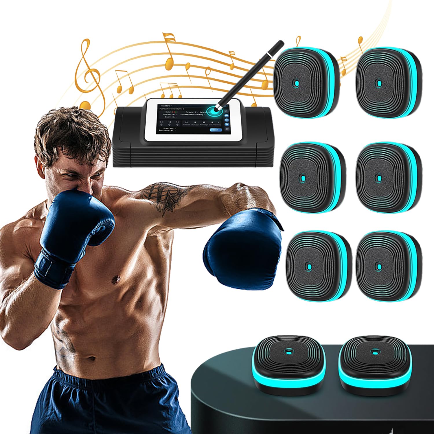 Macchina da boxe con musica e monitoraggio intelligente dei dati, montaggio a parete, 10 modalità regolabili e velocità, ideale per l'allenamento di adulti e bambini