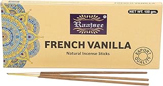 raajsee Incense Sticks 100 Gm Pack-100% Pure Organic Natural Hand Rolled Free from Chemicals-for Church,Aroma Therapy,Relaxation,Meditation,Positivity & Sensual Therapy (Vanila)