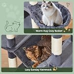 Taoqimiao 71IN=180CM Cat Tree for Large Cats 20lbs+, 3 Giant Perches, Multi-Level Cat Tree Tower, Widened Cat Condo with 9 Scratching Posts, Luxurious Hammcock, Cozy Basket, Smoky Gray, MS034G