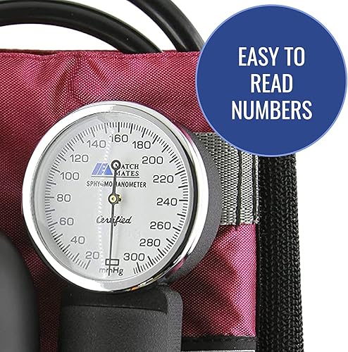 Miniatura 7 de MABIS MatchMates Esfigmomanómetro aneroide y estetoscopio Sprague Rappaport de 31 pulgadas, kit de presión arterial manual con brazalete de nailon