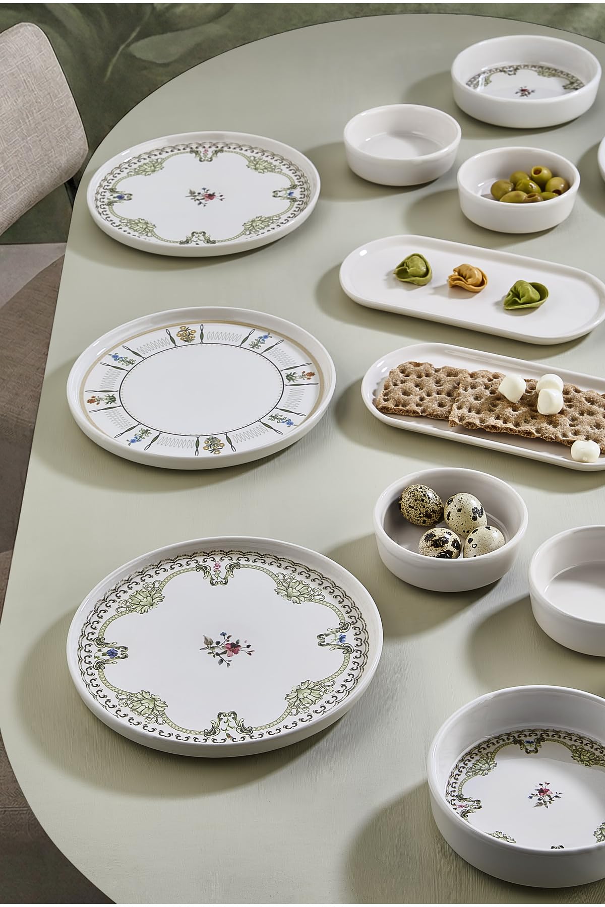 Country serwis śniadaniowy 14-częściowy dla 6 osób – ceramiczny zestaw do serwowania z ceramiki Kütahya, nadaje się do mycia w zmywarce