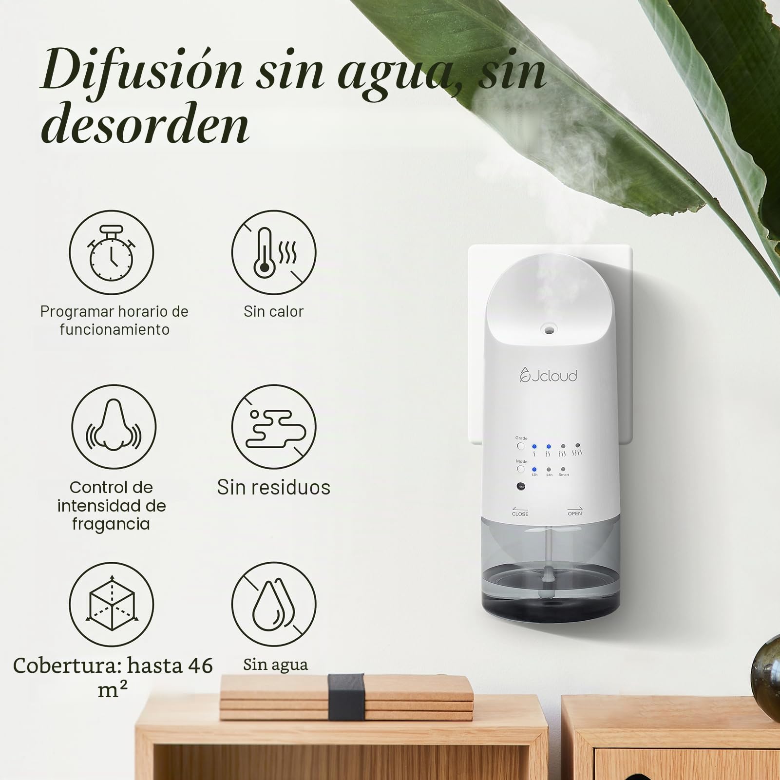 JCLOUD Difusor enchufable 2025 para aceites esenciales, difusor de aroma sin agua, cubierta de hasta 500 pies cuadrados, difusor de aroma de hotel para el hogar, oficina, spa, difusor de pared