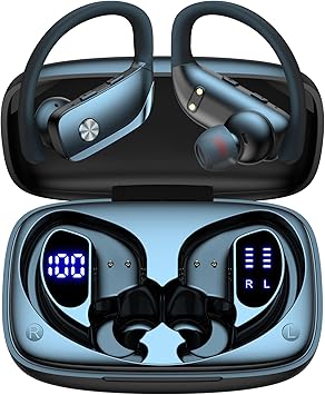 38% off: bmani Ear Buds Wireless Earbuds Bluetooth Headphones with 80H Playtime LED Display Case, Over-Ear Hook …