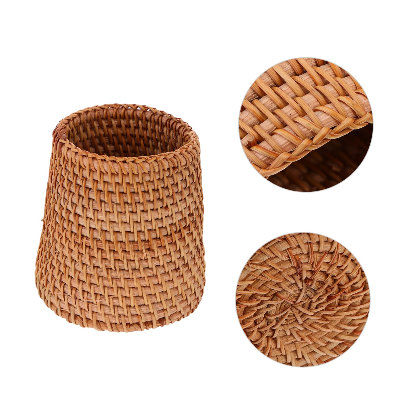 Tofficu 3piezas Cesta De Almacenamiento De Rattan Para Escritorio Portalápices De Diseño Compacto Organizador Multifuncional Para Oficina y Hogar Para Papelería y Cosméticos