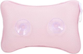 Almohada de baño rosa con ventosas for una cómoda estructura malla, almohadas inflables suaves y ajustables for bañera
