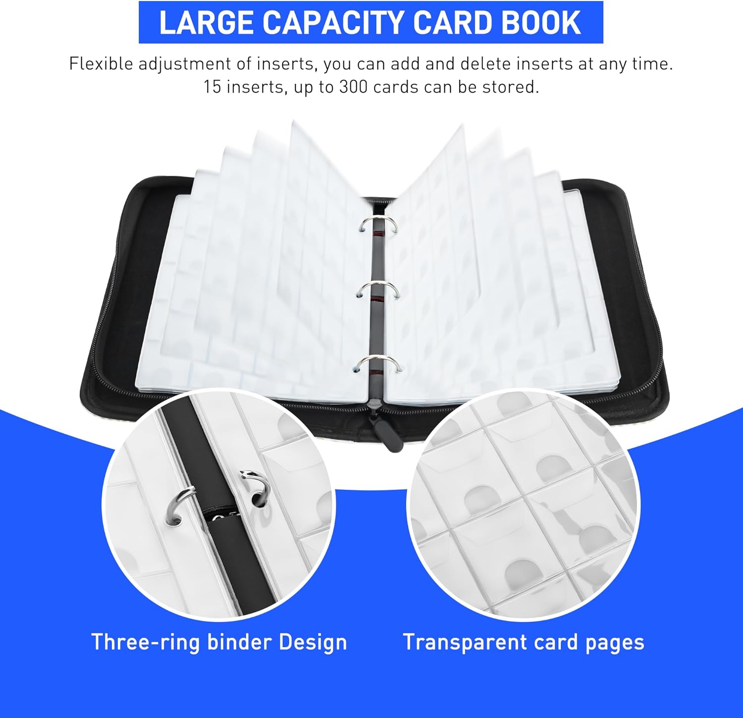 RHOTALL 300 Pockets Cards Binder Holder Compatible with Zelda Tears of the Kingdom Mini Amiibo Cards,with Animal Crossing Mini Cards,Trading Album Display Holder for Amiibo Cards,Game Cards, SD Cards