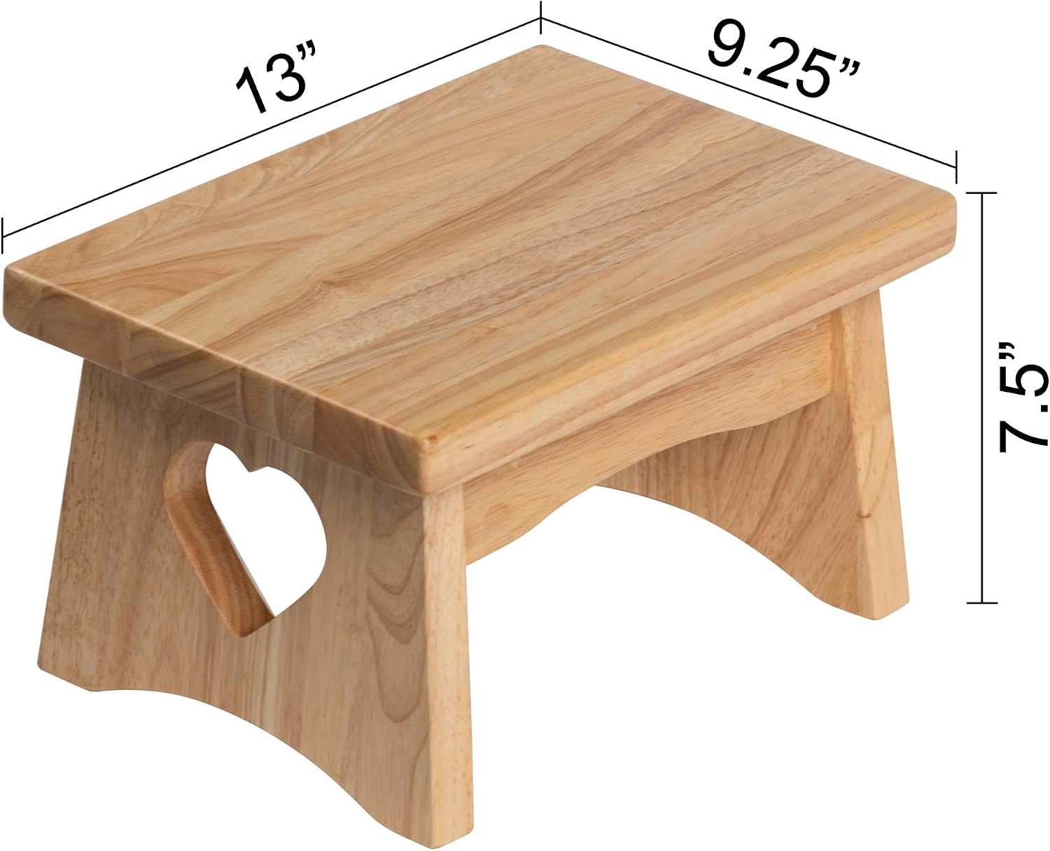 eHemco Rectangular Solid Hardwood Step Stool, 7.5 Inches, Natural