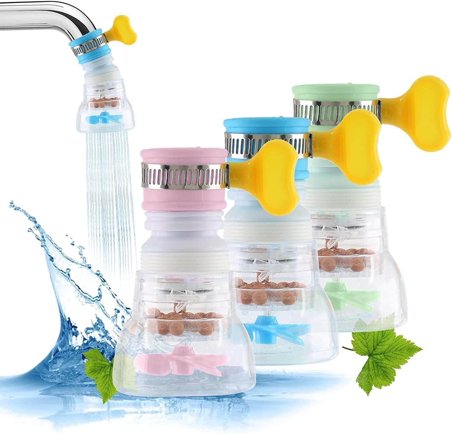 Kitchen Tap Extension Flexible Anti Splash Water Saving Movable Sink Faucet Expandable Water Tap Filter Shower Head Rotatable Nozzle Adapter Tap Extender Kitchen Sink (3 Unit)