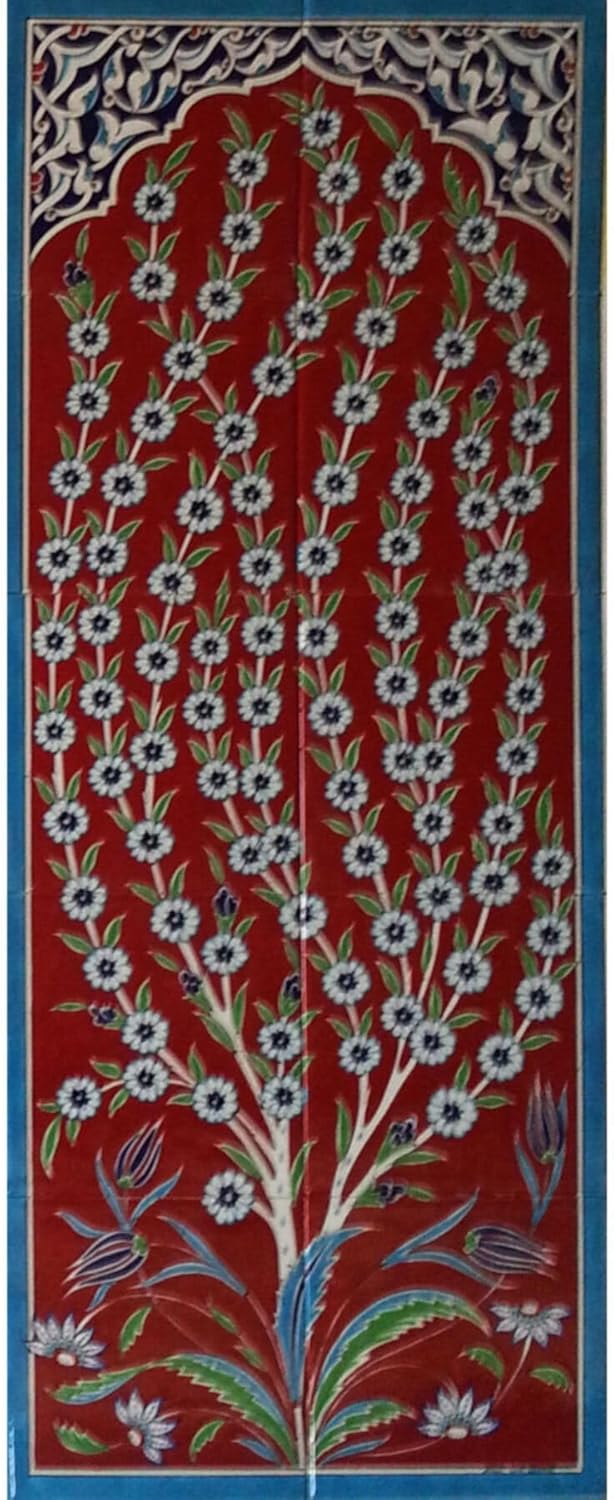 SODEF Ceramic Tile Panel Tree of Life Handcrafted Wall Decor Turkish Art, Decorative Hanging Ornament for Home, Office, Living Room, One Size - One Size