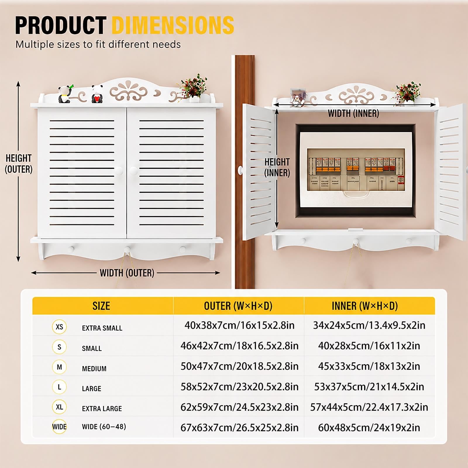 Tapa Contador Luz Decorativa Blanco con Repisa de Almacenamiento
