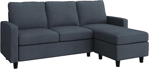 Miniatura 7 de HONBAY Sofá modular convertible, sofá en forma de L con diván reversible, gris oscuro medio