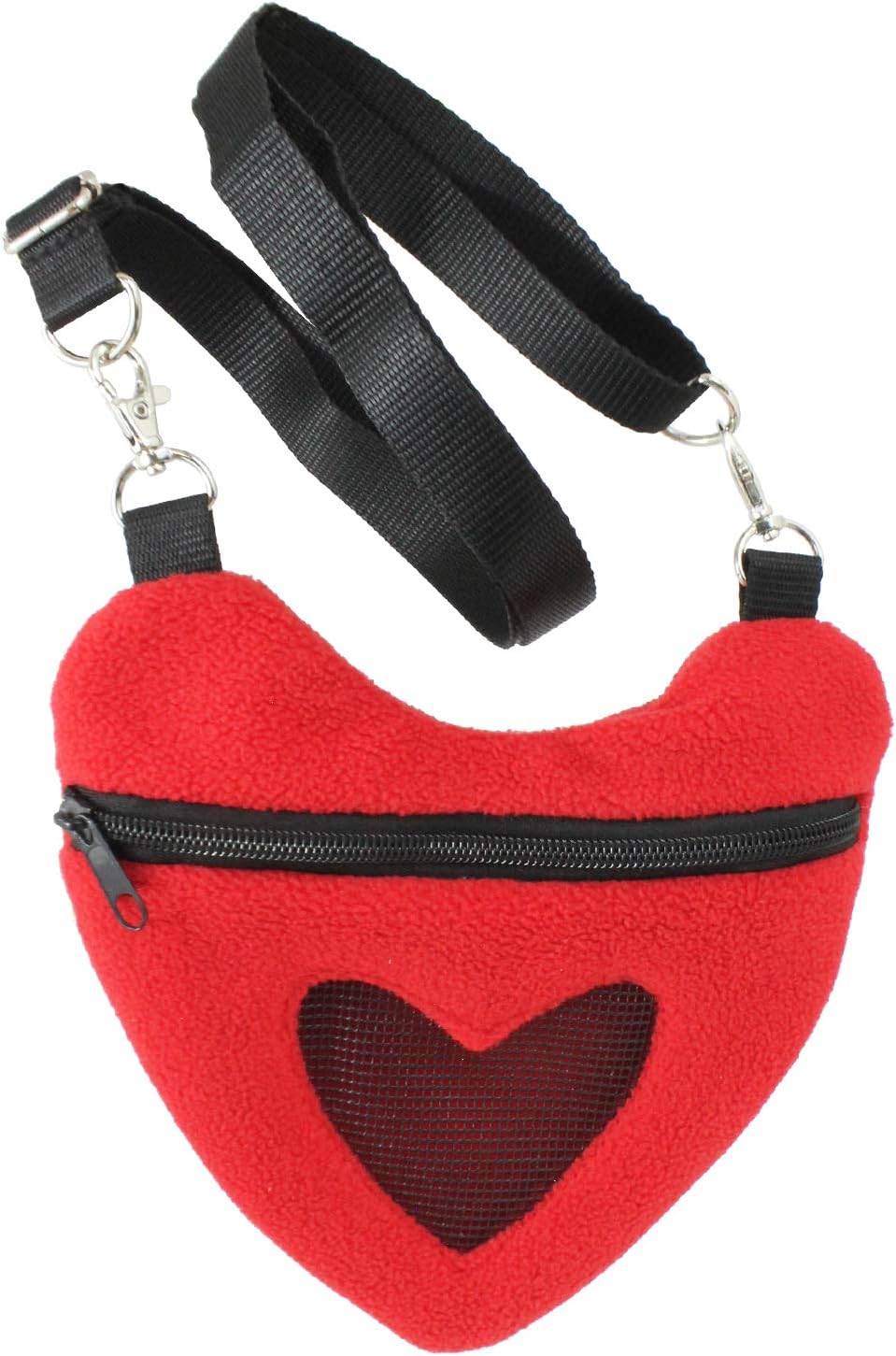 Carry Bonding Pouch with Window / Heart - Fleece Nest Pouch For - Sugar Gliders, Marmosets, Rats, Hamsters, Flying Squirrels, Ferrets,…