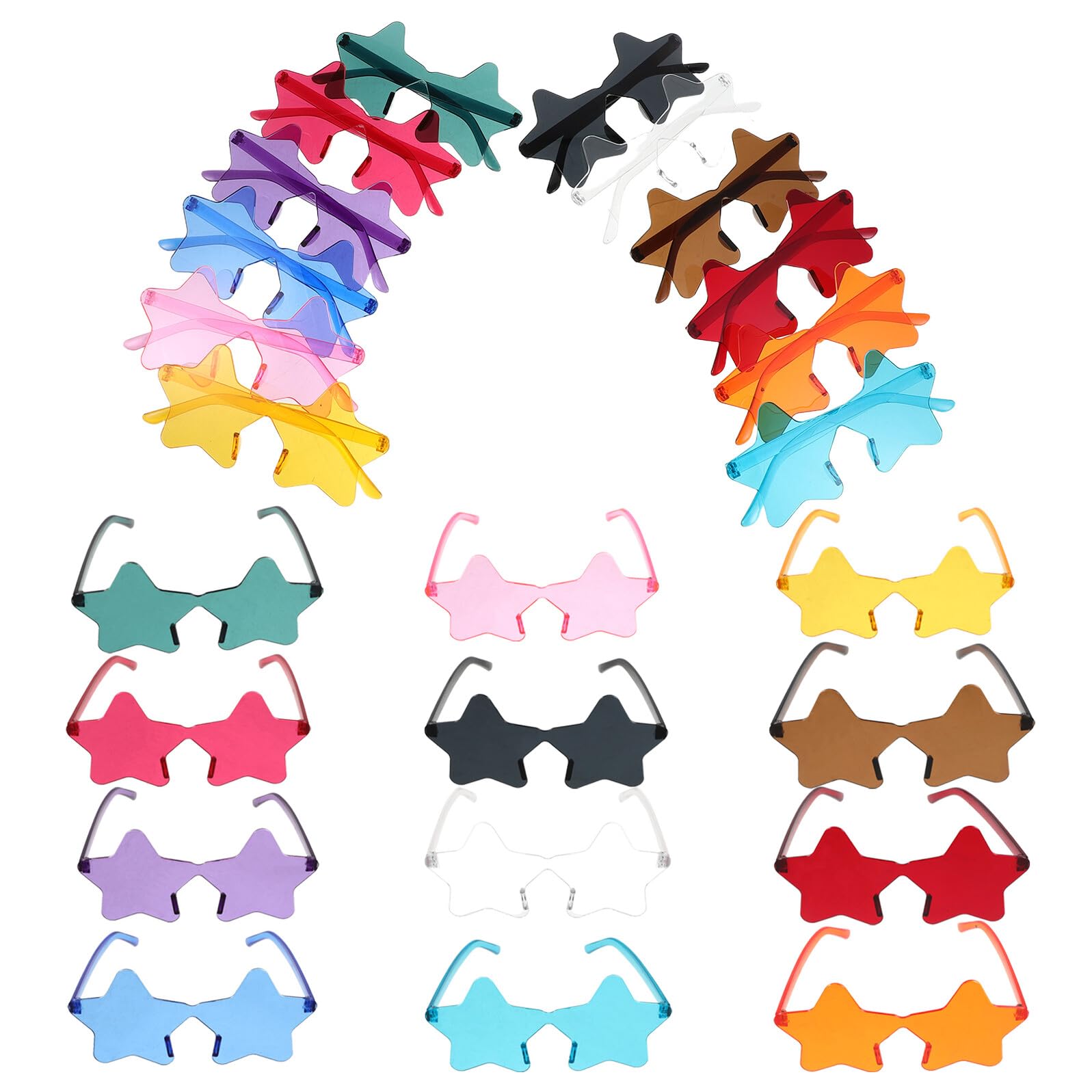Hemobllo 24pezzi Occhiali da Sole a Stella senza Montatura Protezione UV per Feste e Ricorrenze, Design Funky e Colorato per Ragazzo Ragazza e Adulti