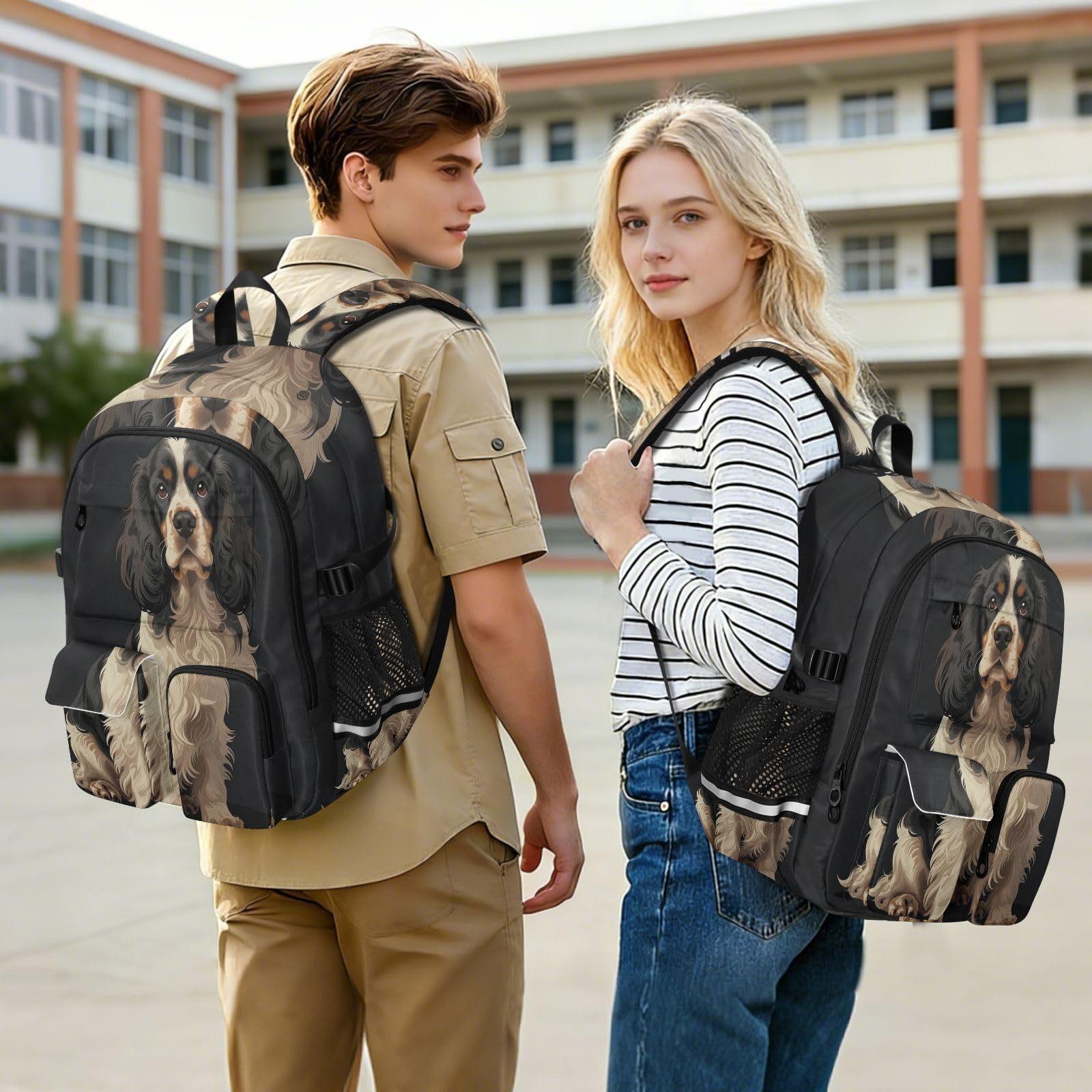 Zaini per computer portatile, borsa da lavoro universitaria con cane, 44,5 cm