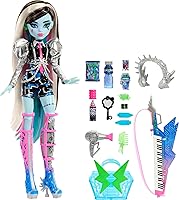 Vista 1 de Muñeca Monster High, Frankie Stein Amped Up Rockstar con instrumento y accesorios temáticos de actuación como auriculares
