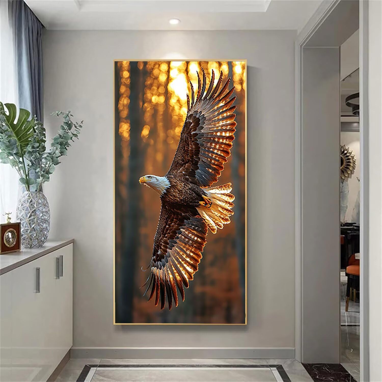 Diamond Painting Erwachsene Groß Set 5D Diamond Painting Tier Adler 90 x 180 DIY Crystal Art Neuheiten Basteln Erwachsene Herbst Dekoration Kreativ Set für Home Wand Dekor, Geschenke für Frauen Z-51