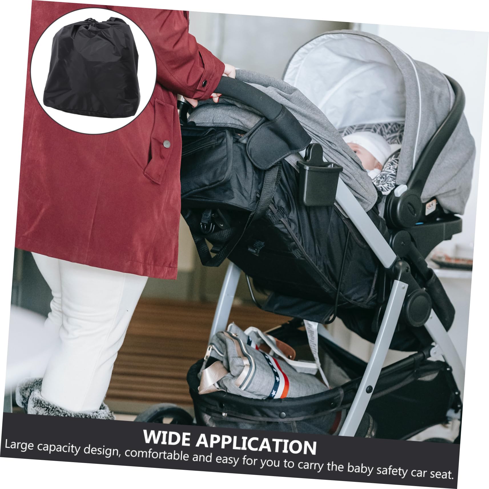 YARNOW 4 Pz Borsa Per Passeggino Copri Passeggino Doppio Borse Per Passeggino Da Viaggio Borsa Da Viaggio Passeggino Ombrello Custodia Per Seggiolino Auto Tessuto Crittografato 210d Black