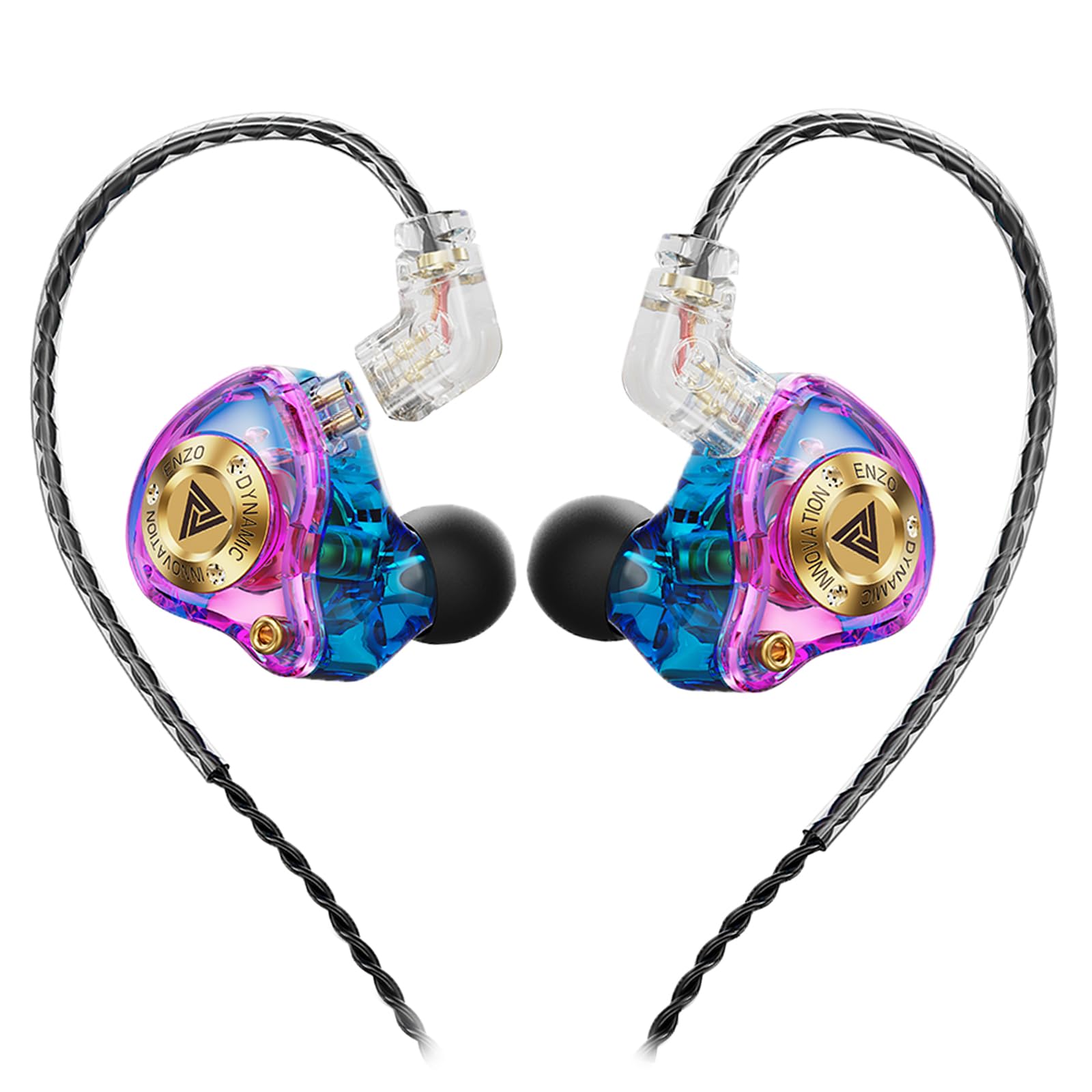 Piluyaa Wired Gaming Headphones IEM Earphones with 1DD,QKZ ENZO in Ear Monitor, HiFi Detachable Cable Earbuds, Bass Sound with New 11mm Dynamic Driver for Video Music Gaming (Colorful)
