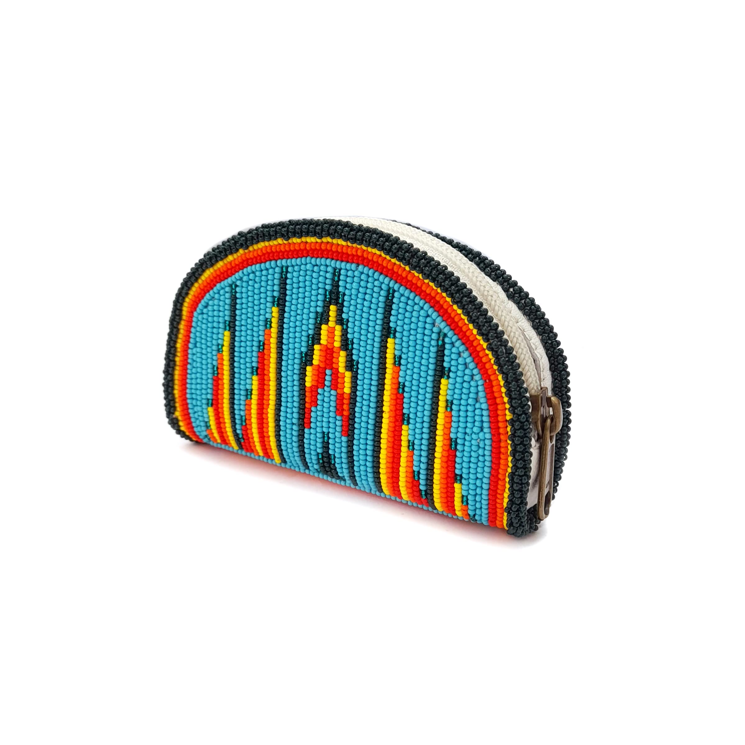 Beaded Coin Purse, Change Purse For Women, Zippered Change Pouch Wallet, Small Leather Pouch, designer key pouch (Turquoise)